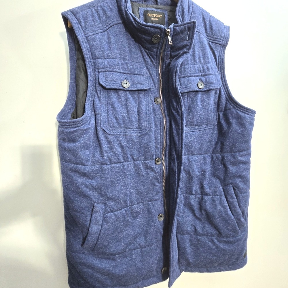 OUTPOST Makers Vest‎ Mens Size XL Puffer Blue Casual Outerwear Pockets Cabincore